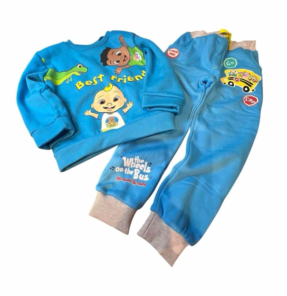 CoComelon Blue/Gray Fleece 2 Piece Pants Set 4T Sweatshirt & Pants